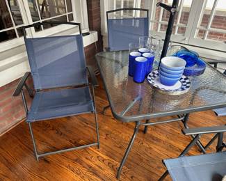 Navy Blue Outdoor Patio Set.