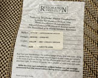 4'x6' Indoor/Outdoor Rug by Restoration Hardware.