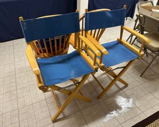 Pair of Vintage Blue Canvas Director's Chairs.