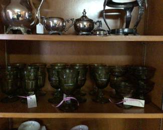 more Westmoreland olive goblets, silverplate items