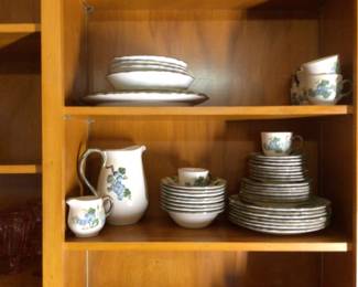 Metlox Poppytrail Blue sculptured grapes 46 pieces $75.00