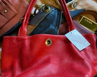 Red Pebble Leather Purse - Made in Italy
