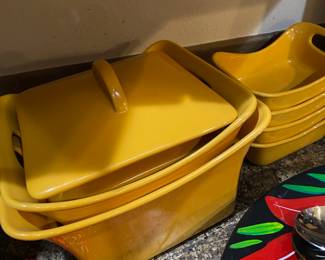 Rachael Ray Yellow Square Covered Casserole Dish & Dipping Bowls