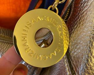 Isaac Mizrahi Gold with Brown Trim Large Hobo Purse