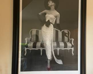 Framed Print of Spring 1957 Model in John Cavanagh's Strapless Evening Gown