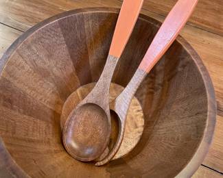 Teak Wood Salad Bowl with Utensils