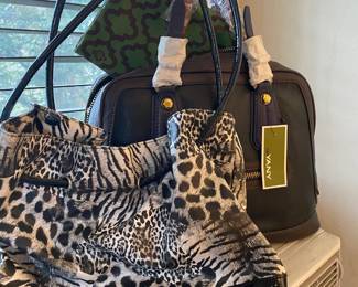 Oryany Leather Dark Color Block Handbag/Shoulder Bag