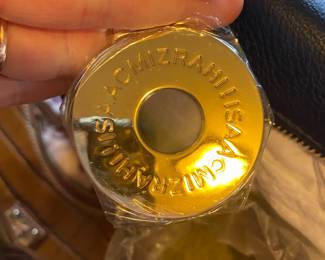 Isaac Mizrahi Blue Leather with Brown Trim Shoulder Bag/Purse