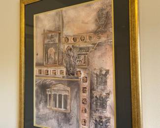 Mono Art Print of Roman Architectural Elements by Joyce Combs