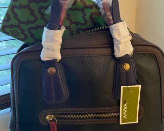 Oryany Leather Dark Color Block Handbag/Shoulder Bag