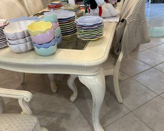 we have two captains chairs and 4 regular chairs all upholstered. captains chairs $150 each and the others are $125 each