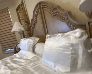 head board and two end tables and lamps