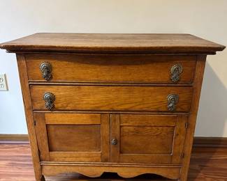 Antique Oak Washstand Server