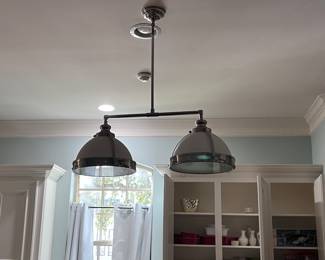Restoration hardware light fixtures throughout the house are available for sale