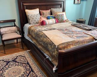 Solid queen sleigh bed 