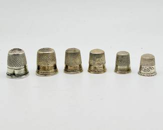 (6) Antique Sterling Silver Thimbles
