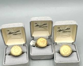 (3) 18KT GEA Stamped Indian Head Penny Rings
