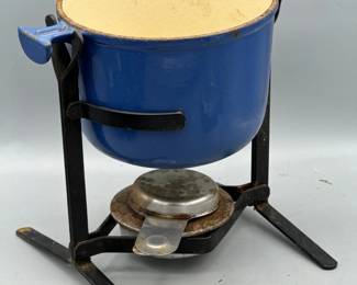 Le Creuset Enzo Mari La Mama Blue Fondue Pot, Stand & Burner
