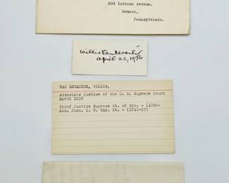1936 Autograph: Supreme Court Justice Willis Van Devanter
