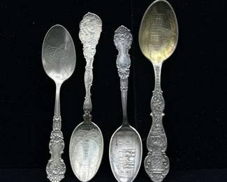 (4) Collectible Sterling US City Spoons
