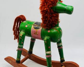 Vintage Wooden Christmas Toy Rocking Horse

