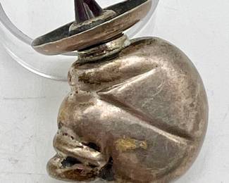 Sterling Silver Perfume Bottle, Sombrero Stopper w/ Spoon
