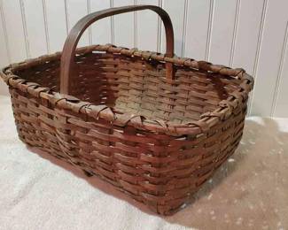 Antique Rectangular Splint Gathering Basket
