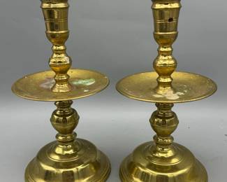 (2) Colonial Williamsburg Brass 12-16 8.5" Candlesticks
