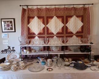 Hand-made quilt has sold. China and glassware 