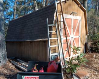 Ladders gas cans and Snapper wagon