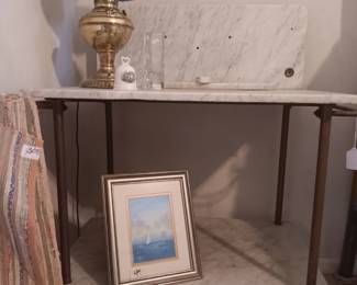 Antique marble and brass wash stand C1880