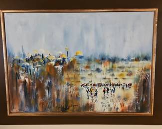 Wailing Wall in Jerusalem Original Oil on Canvas 