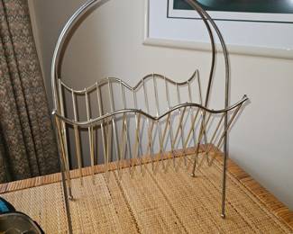 Mid Century Modern Brass Magazine Rack!