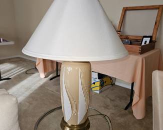 Vtg Frederick Cooper Chicago Mid-Century Modern Tan/White Lamp!
