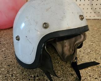 Vtg Open Face White Motorcycle Helmet