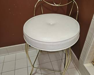 Vintage Brass Vanity Chair w/Cushion!