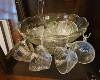Punch Bowl w/ Ladle & 12 Cups