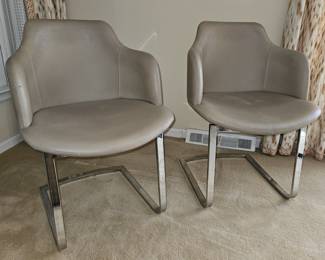 Mid-Century Modern Leather and Chrome Side Chairs!

