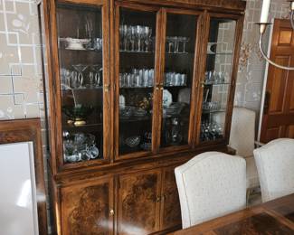 Burl Wood Lighted China Cabinet!
