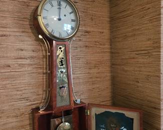 Waterbury Willard #3 Banjo Clock Hand Painted “Constitution Guerriere HULL”?!