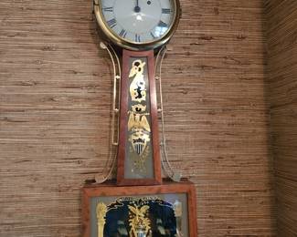 Waterbury Willard #3 Banjo Clock Hand Painted “Constitution Guerriere HULL”!