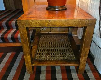 Fine Arts Furniture Co Grand Rapids MI Burl Wood & Cane End Table!