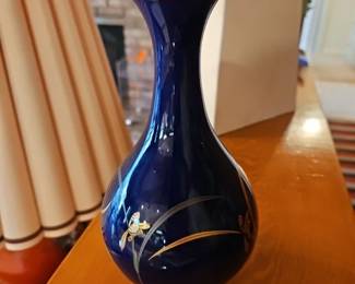 Vtg. Korean Small Cobalt Blue Bud Vase 