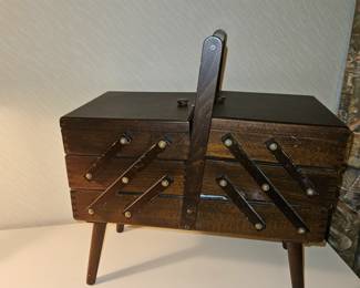 MCM Vtg Accordion  Romania Sewing Box