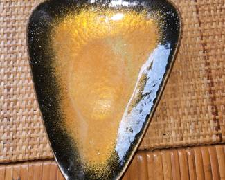 MCM Orange/Black Enamel On Copper Trinket Tray!
