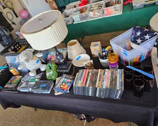Craft Supplies, Storage Bins, Nail Polish, DVD's, Stuffed Animals, Lamp and Lamp Shade 