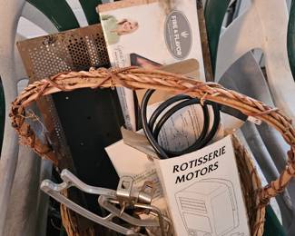 Basket Filled with Miscellaneous Grilling Accessories 
and Tools 