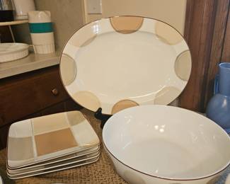 Noritake Ambiance #7989 Mocha Java Serving Bowl, Serving Platter & 4 Salad Plates!
