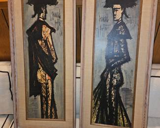 Mid-Century Matador Prints by Bernard Buffet  70’s Warmwood Frame 