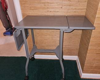 Vintage Metal Drop Leaf  Rolling Typewriter Table!